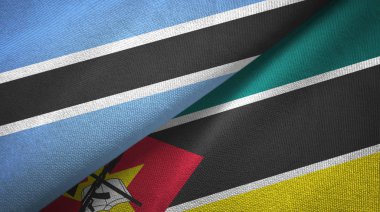 Botsvana ve Mozambik iki bayraklar tekstil kumaş, kumaş doku