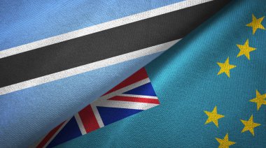 Botsvana ve Tuvalu iki bayrak tekstil kumaş, kumaş doku