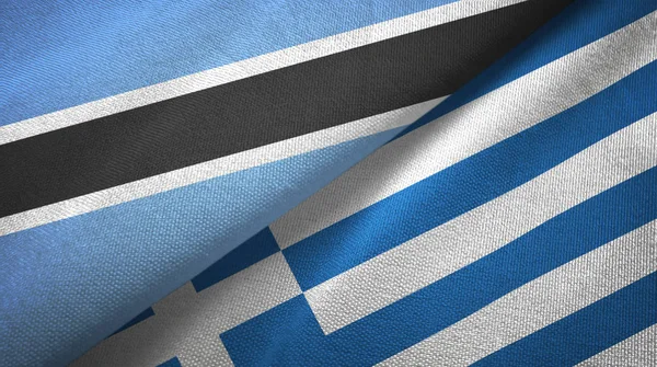 Botsuana e Grécia duas bandeiras pano têxtil, textura de tecido — Fotografia de Stock