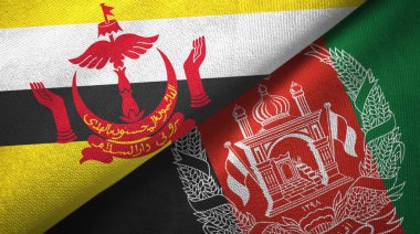 Brunei ve Afganistan iki bayrak tekstil kumaş, kumaş doku 