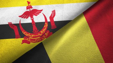 Brunei ve Belçika iki bayrak tekstil kumaş, kumaş doku 