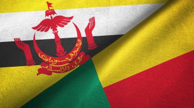 Brunei ve Benin iki bayrak tekstil kumaş, kumaş doku 