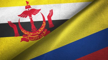 Brunei ve Kolombiya iki bayraklar tekstil kumaş, kumaş doku