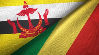 Brunei ve Kongo iki bayraklar tekstil kumaş, kumaş doku 