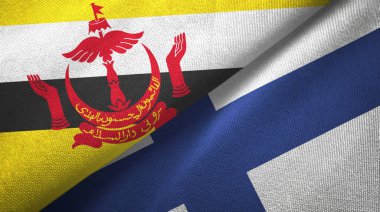 Brunei ve Finlandiya iki bayraklar tekstil kumaş, kumaş doku