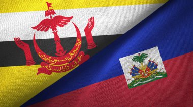 Brunei ve Haiti iki bayraklar tekstil kumaş, kumaş doku
