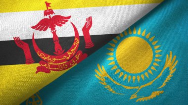 Brunei ve Kazakistan iki bayrak tekstil kumaş, kumaş doku