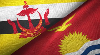 Brunei ve Kiribati iki bayraklar tekstil kumaş, kumaş doku