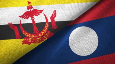 Brunei ve Laos iki bayrak tekstil bez.