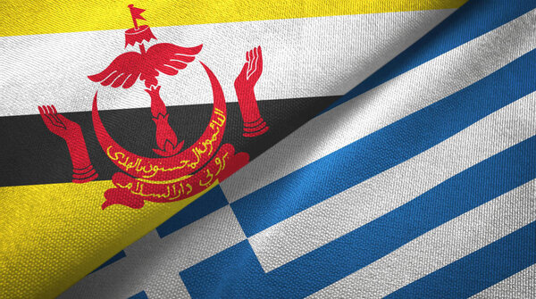Brunei and Greece two flags textile cloth, fabric texture