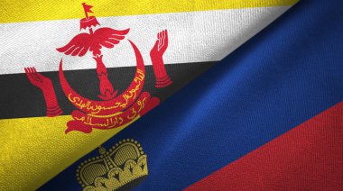 Brunei ve Liechtenstein iki bayraklar tekstil kumaş, kumaş doku