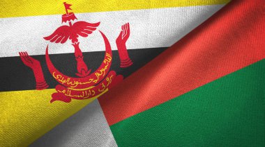 Brunei ve Madagaskar iki bayraklar tekstil kumaş, kumaş doku