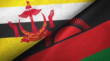 Brunei ve Malavi iki bayrak tekstil kumaş, kumaş doku