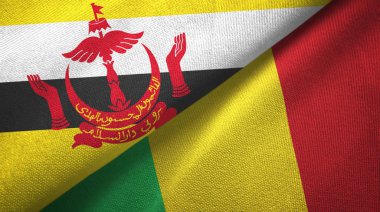 Brunei ve Mali iki bayrak tekstil kumaş, kumaş doku