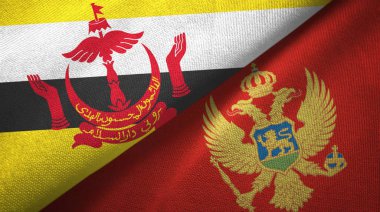 Brunei ve Karadağ iki bayrak tekstil kumaş, kumaş doku