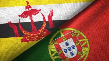 Brunei ve Portekiz iki bayraklar tekstil kumaş, kumaş doku