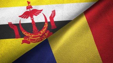 Brunei ve Romanya iki bayrak tekstil kumaş, kumaş doku