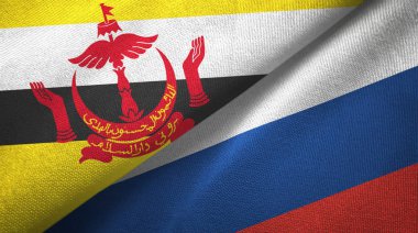 Brunei ve Rusya iki bayrak tekstil kumaş, kumaş doku