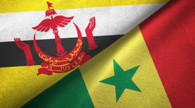 Brunei ve Senegal iki bayraklar tekstil kumaş, kumaş doku