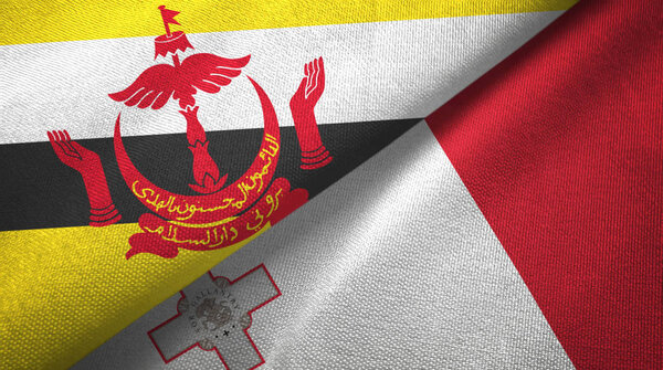 Brunei and Malta two flags textile cloth, fabric texture