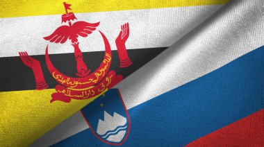 Brunei ve Slovenya iki bayrak tekstil kumaş, kumaş doku