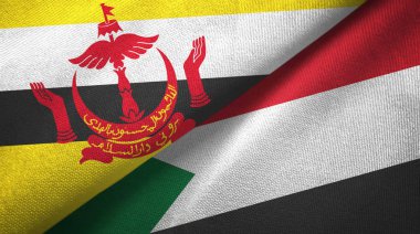Brunei ve Sudan iki bayrak tekstil kumaş, kumaş doku