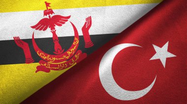 Brunei ve Türkiye iki bayrak tekstil kumaş, kumaş doku