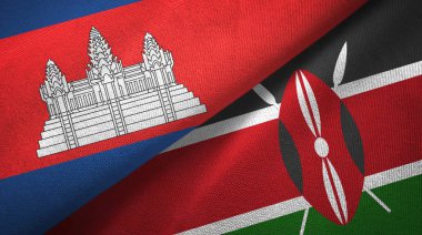 Kamboçya ve Kenya iki bayraklar tekstil kumaş, kumaş doku