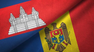 Kamboçya ve Moldova iki bayraktekstil kumaş, kumaş doku