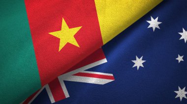 Kamerun ve Avustralya iki bayraklar tekstil kumaş, kumaş doku 