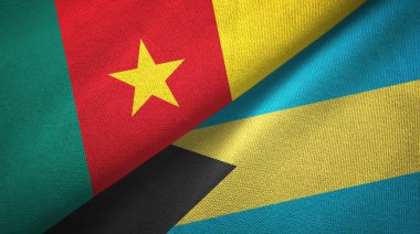 Kamerun ve Bahamalar iki bayraklar tekstil kumaş, kumaş doku 