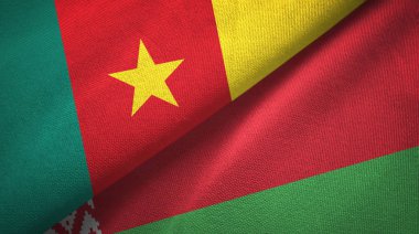 Kamerun ve Beyaz Rusya iki bayraklar tekstil kumaş, kumaş doku 