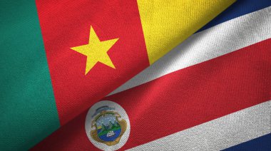 Kamerun ve Kosta Rika iki bayraklar tekstil kumaş, kumaş doku
