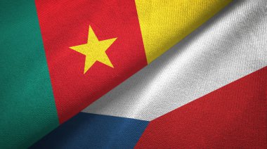 Kamerun ve Çek Cumhuriyeti iki bayrak tekstil kumaş, kumaş doku