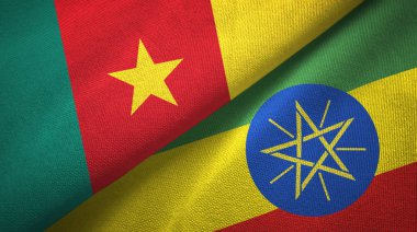 Kamerun ve Etiyopya iki bayraklar tekstil kumaş, kumaş doku