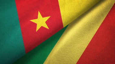 Kamerun ve Kongo iki bayraklar tekstil kumaş, kumaş doku 