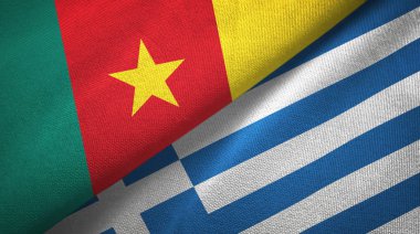 Kamerun ve Yunanistan iki bayrak tekstil kumaş, kumaş doku