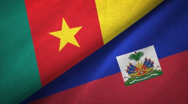 Kamerun ve Haiti iki bayraklar tekstil kumaş, kumaş doku