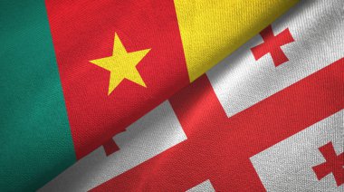 Kamerun ve Gürcistan iki bayraklar tekstil kumaş, kumaş doku