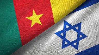 Kamerun ve İsrail iki bayrak tekstil kumaş, kumaş doku
