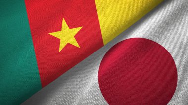 Kamerun ve Japonya iki bayraklar tekstil kumaş, kumaş doku