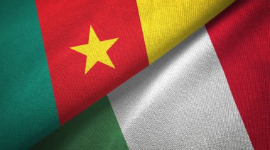 Kamerun ve İtalya iki bayraklar tekstil kumaş, kumaş doku