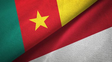 Kamerun ve Endonezya iki bayraklar tekstil kumaş, kumaş doku