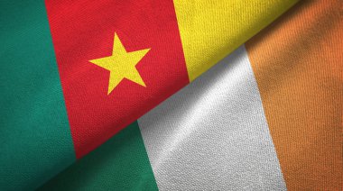Kamerun ve İrlanda iki bayraklar tekstil kumaş, kumaş doku