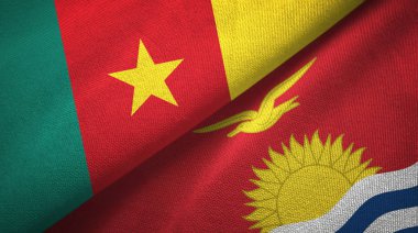 Kamerun ve Kiribati iki bayraklar tekstil kumaş, kumaş doku