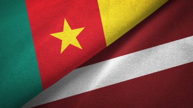 Kamerun ve Letonya iki bayrak tekstil kumaş, kumaş doku