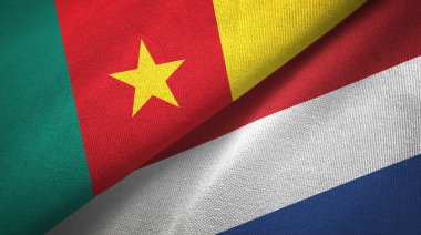 Kamerun ve Hollanda iki bayraktekstil kumaş, kumaş doku
