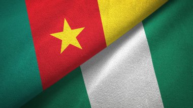 Kamerun ve Nijerya iki bayraklar tekstil kumaş, kumaş doku