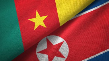 Kamerun ve Kuzey Kore iki bayraklar tekstil kumaş, kumaş doku