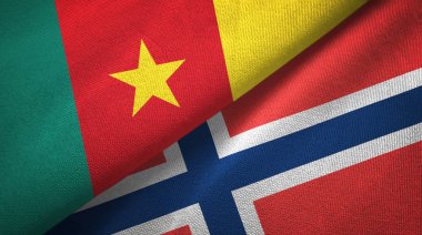 Kamerun ve Norveç iki bayrak tekstil kumaş, kumaş doku